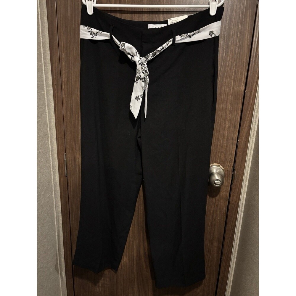 Elle Tie Waist Wide Leg Mid Rise Relaxed Fit Black Women’s Pants Size L NWT